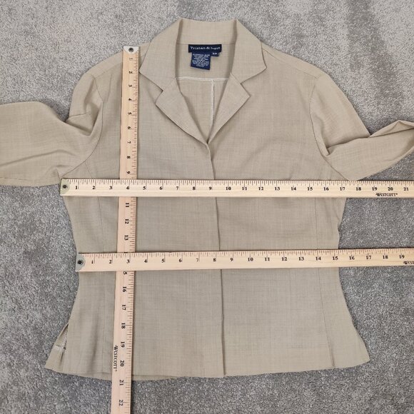 Tristan & Iseut Women's Blouse in Tan Size Small Wool Quiet Luxury Old Money - Picture 7 of 7